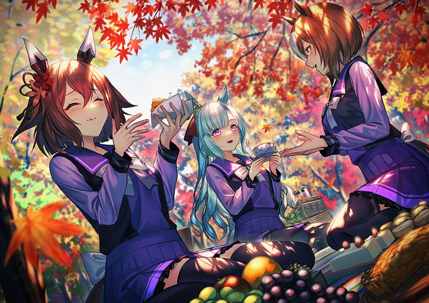 mejiro ardan, sakura chiyono o, and yaeno muteki (umamusume) drawn by unowen