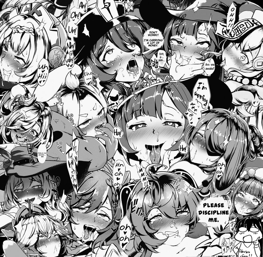 ganyu, hu tao, yae miko, mona, keqing, and 7 more (genshin impact) drawn by housou-kun