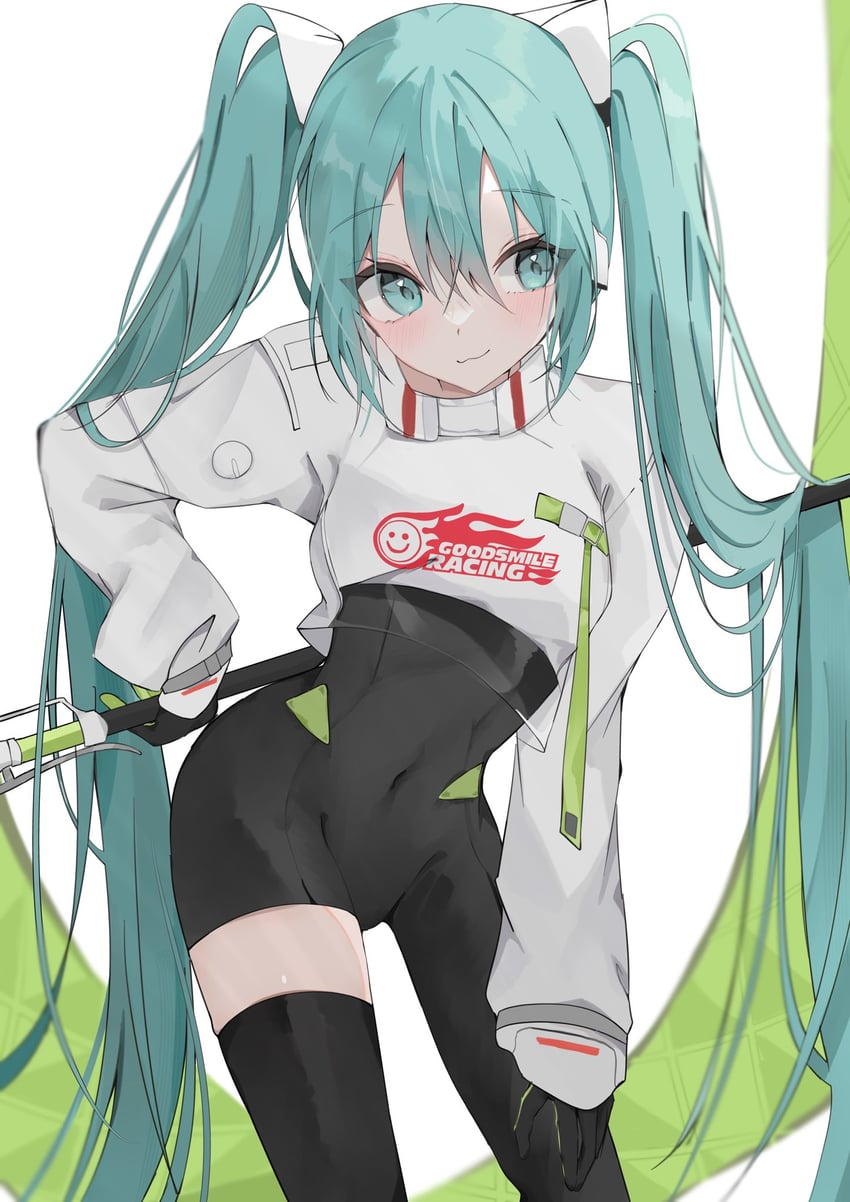 hatsune miku and racing miku (vocaloid and 1 more) drawn by waimoniku