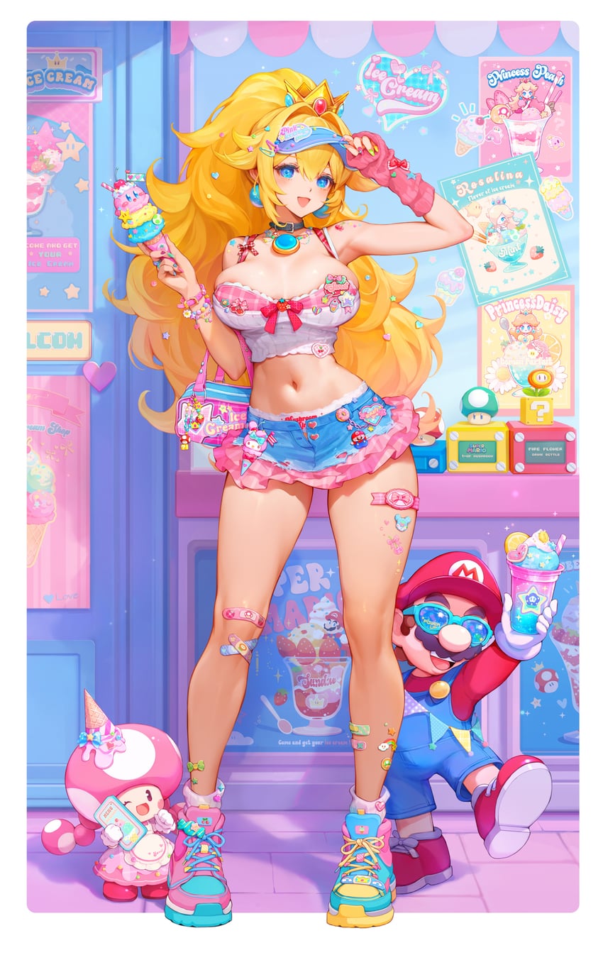 kirby, princess peach, mario, rosalina, princess daisy, and 6 more (mario and 7 more) drawn by mushroommirror