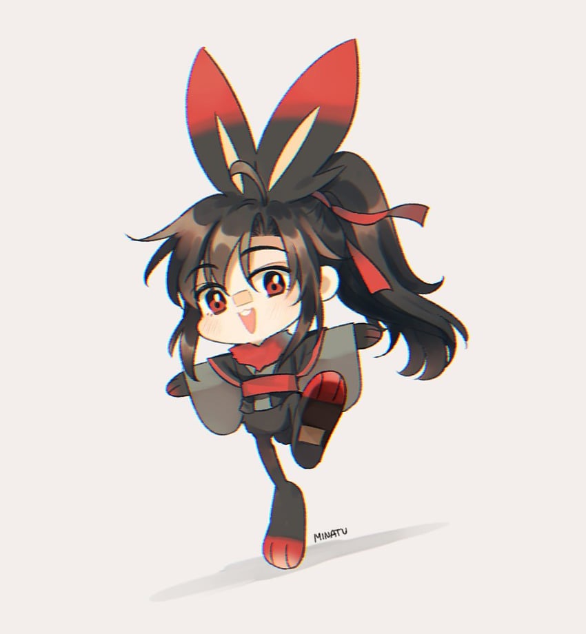 wei wuxian and scorbunny (pokemon and 1 more) drawn by minataka94