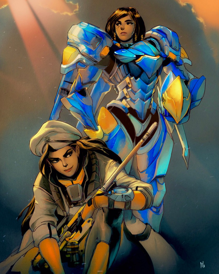 pharah, ana, and horus ana (overwatch and 1 more) drawn by david_liu