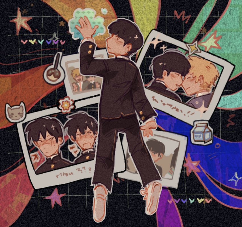 kageyama shigeo, reigen arataka, kageyama ritsu, and hanazawa teruki (mob psycho 100) drawn by mp100days