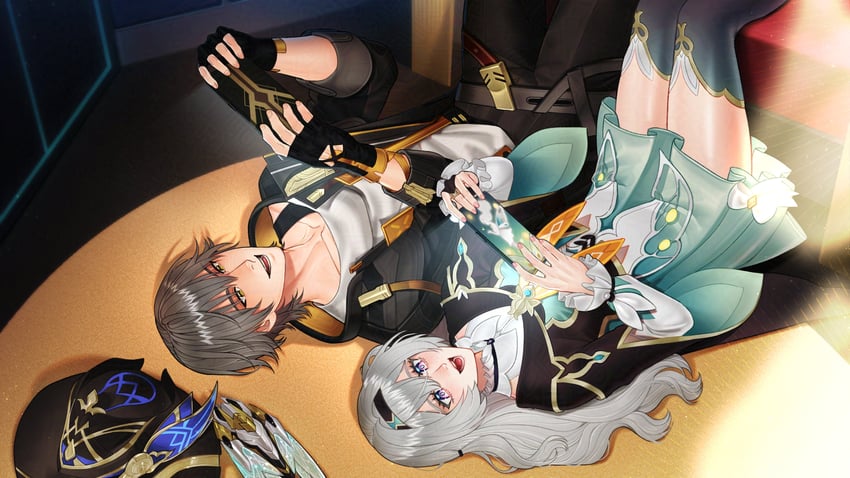 trailblazer, firefly, and caelus (honkai and 1 more) drawn by triple_ace_a3