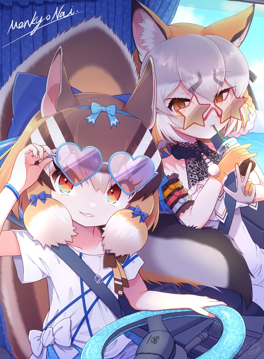 island fox and siberian chipmunk (kemono friends and 1 more) drawn by kitsunetsuki_itsuki