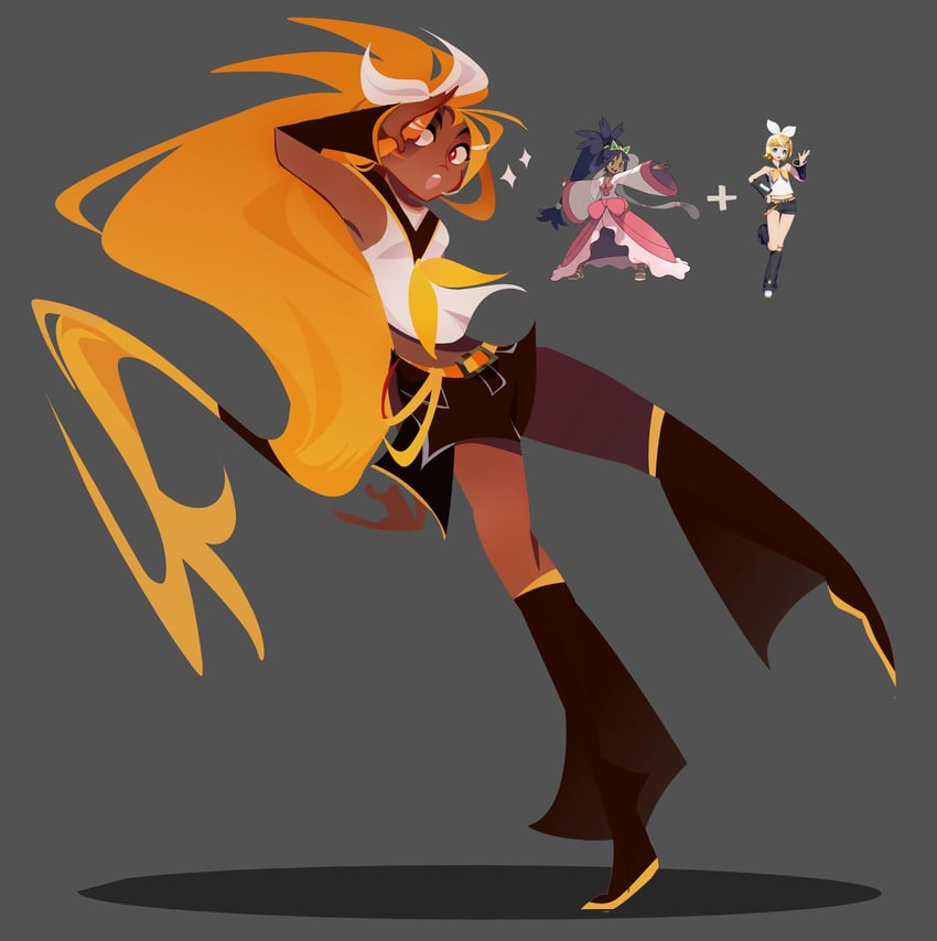 kagamine rin and iris (pokemon and 2 more) drawn by tamii_(tampokedex)