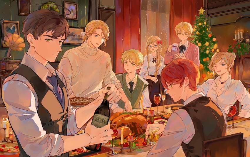 united kingdom, france, monaco, scotland, northern ireland, and 1 more (axis powers hetalia) drawn by cubed_(houkuaid)