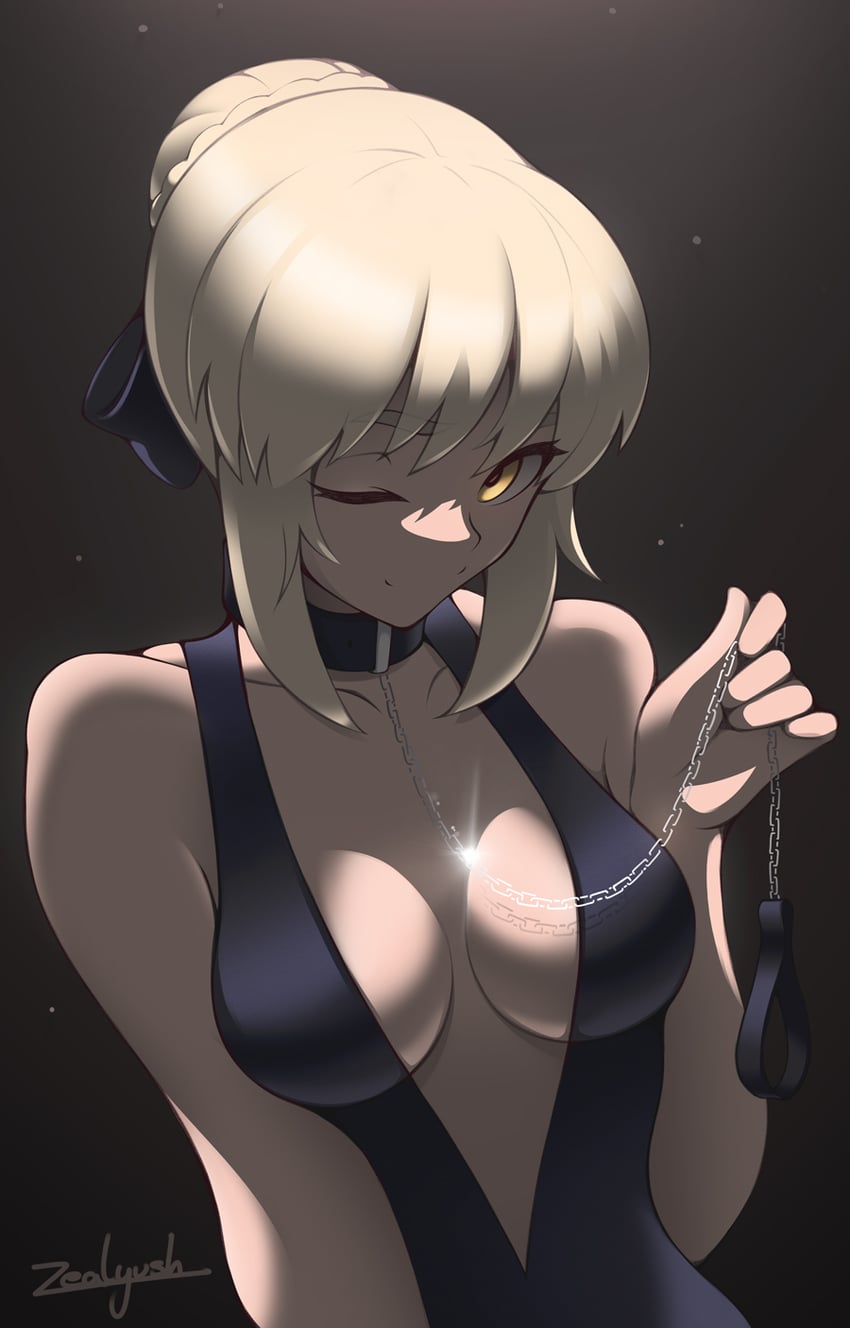 artoria pendragon and saber alter (fate and 1 more) drawn by zealyush