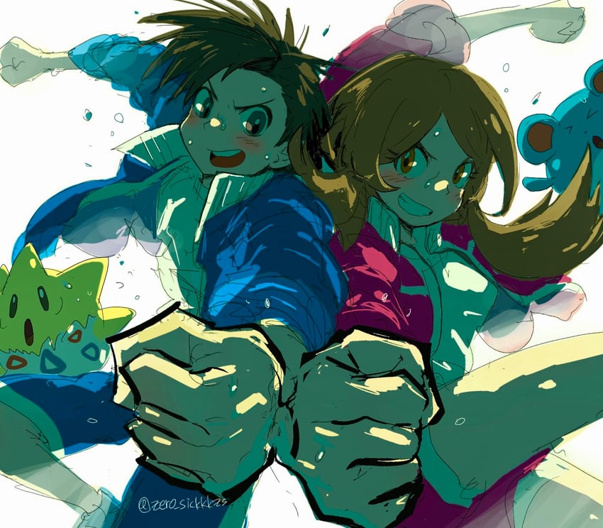 ethan, lyra, marill, and togepi (pokemon and 1 more) drawn by zs_(zero_sickkkzs)