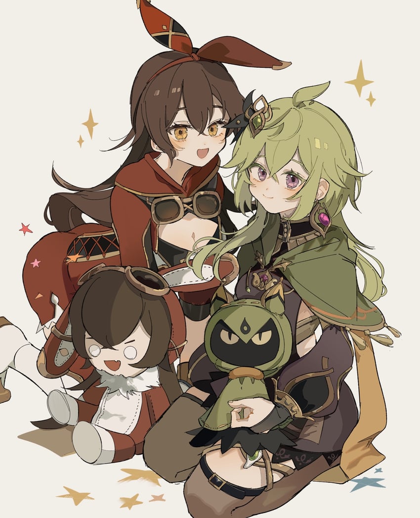 collei, baron bunny, cuilein-anbar, and amber (genshin impact) drawn by note_nii