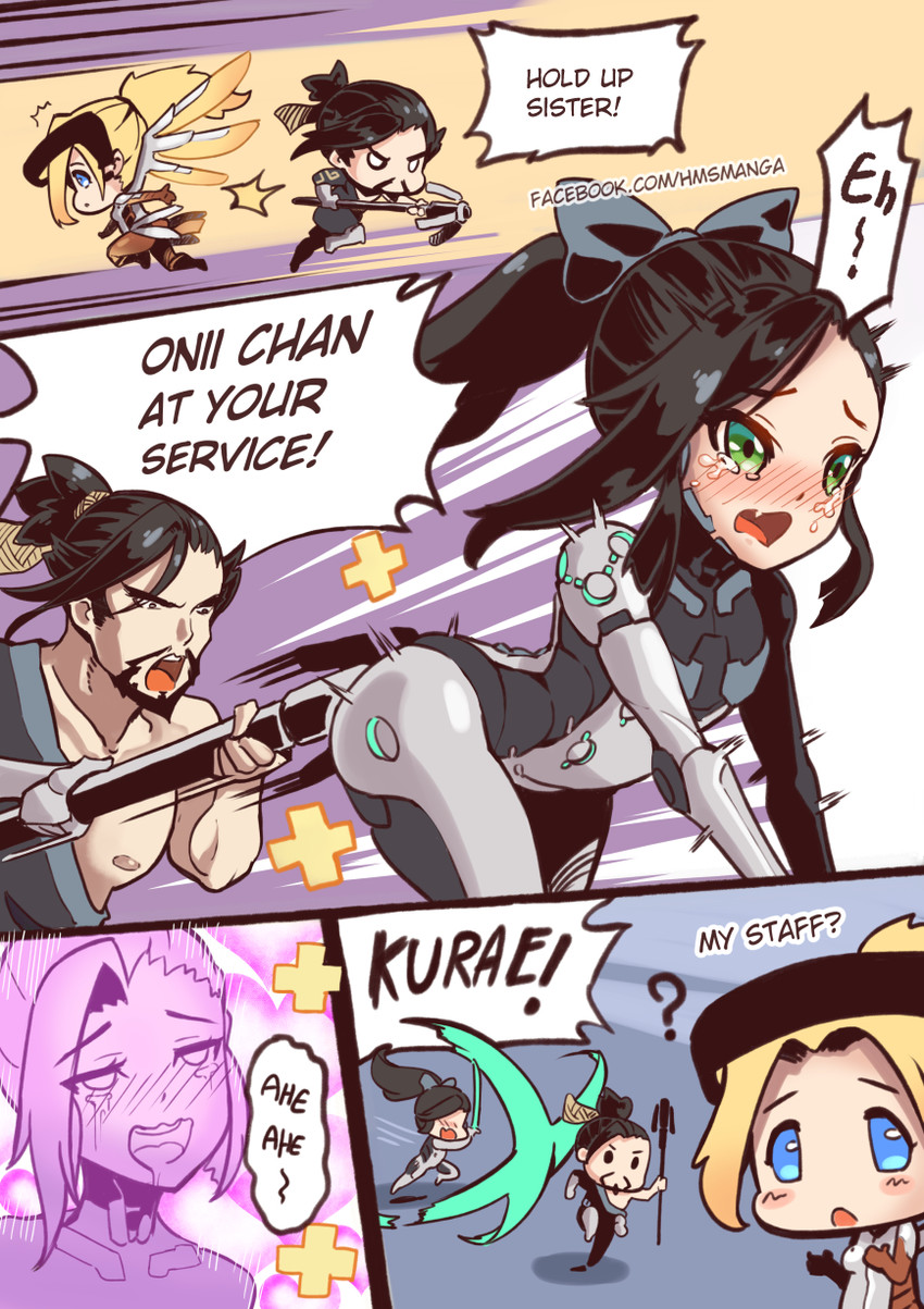 mercy, genji, and hanzo (overwatch and 1 more) drawn by hm_(hmongt)