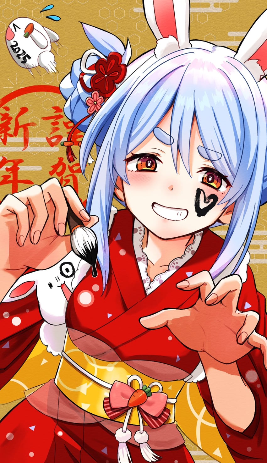 usada pekora, don-chan, and pekomon (hololive) drawn by kiritoma