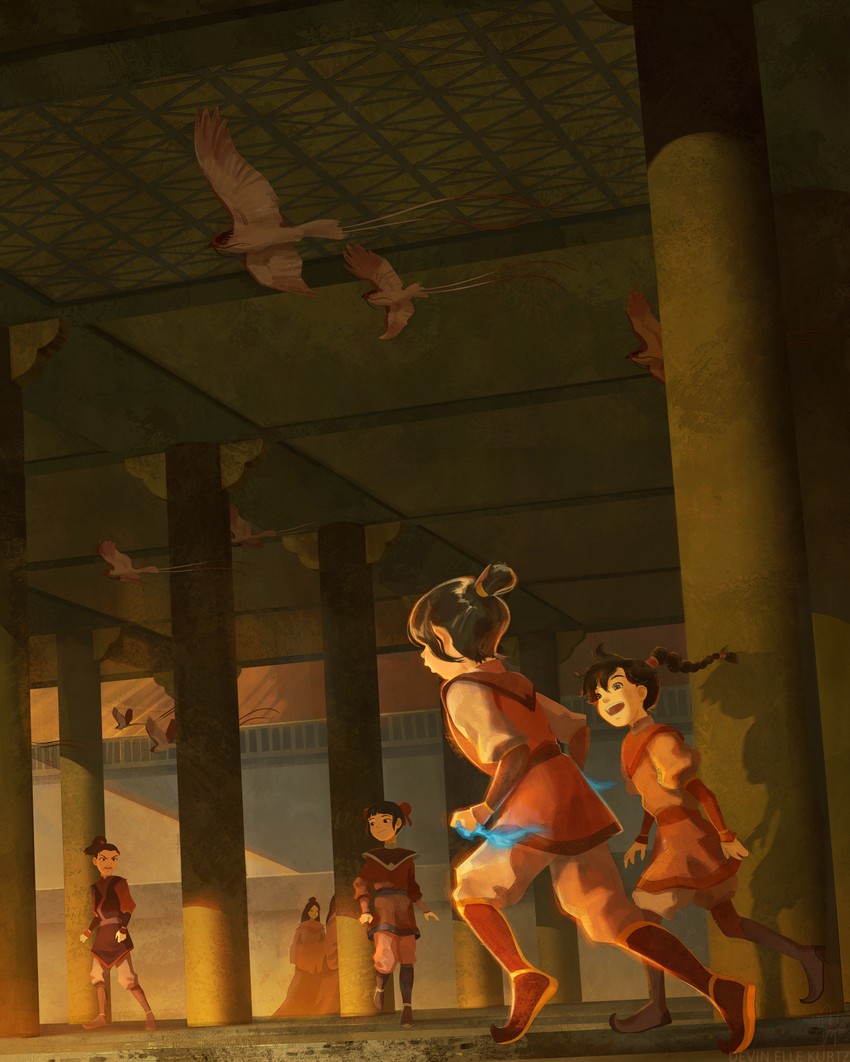 azula, zuko, ty lee, and mai (avatar legends and 1 more) drawn by devin_elle_kurtz