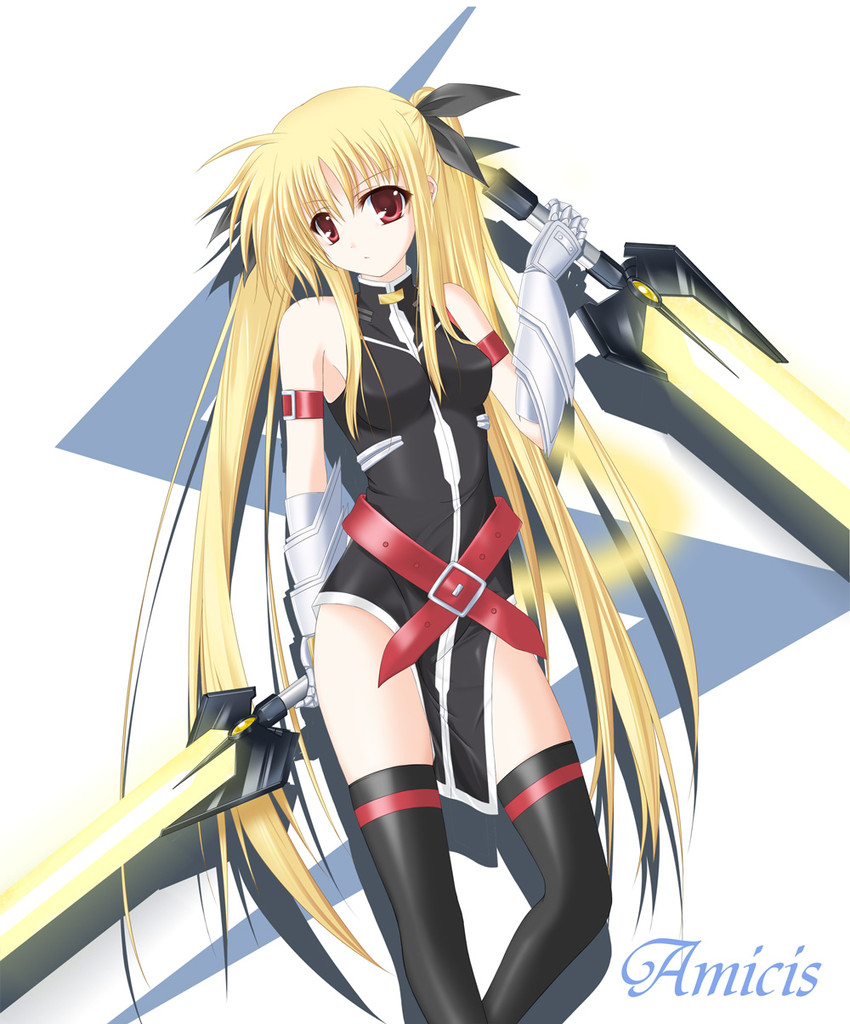 fate testarossa and bardiche (lyrical nanoha and 1 more) drawn by amicis