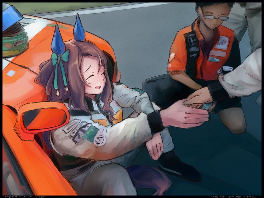 king halo and tsuchiya keiichi (umamusume and 3 more) drawn by balladeluce