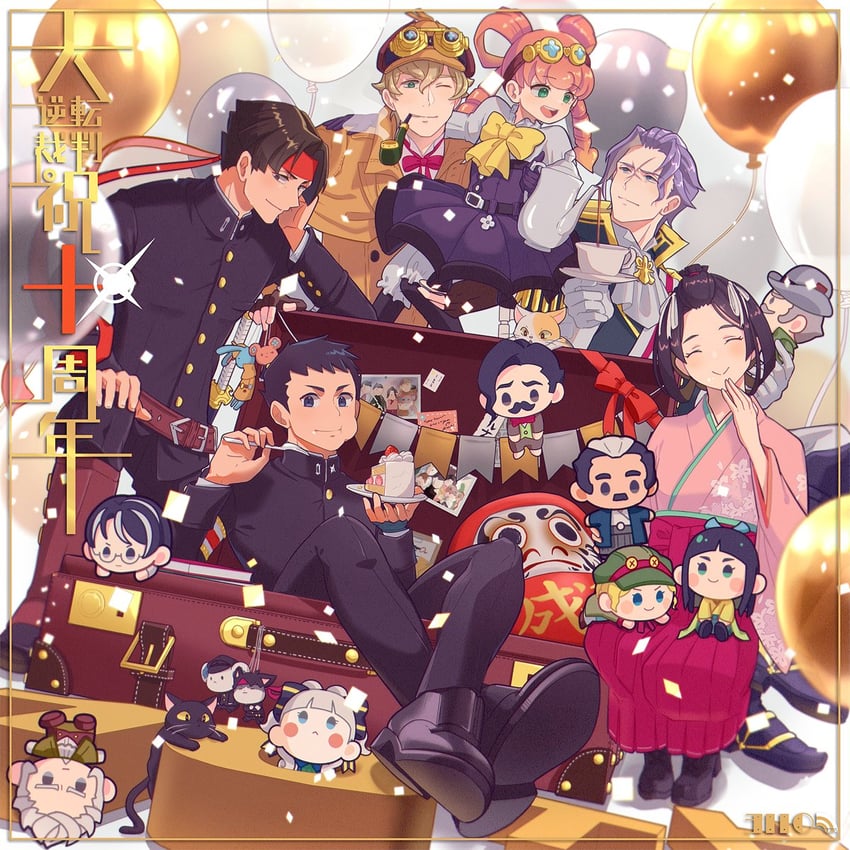 ryunosuke naruhodo, barok van zieks, herlock sholmes, susato mikotoba, iris wilson, and 10 more (ace attorney and 1 more) drawn by 3llo_3