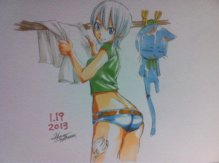 happy and lisanna strauss (fairy tail) drawn by mashima_hiro