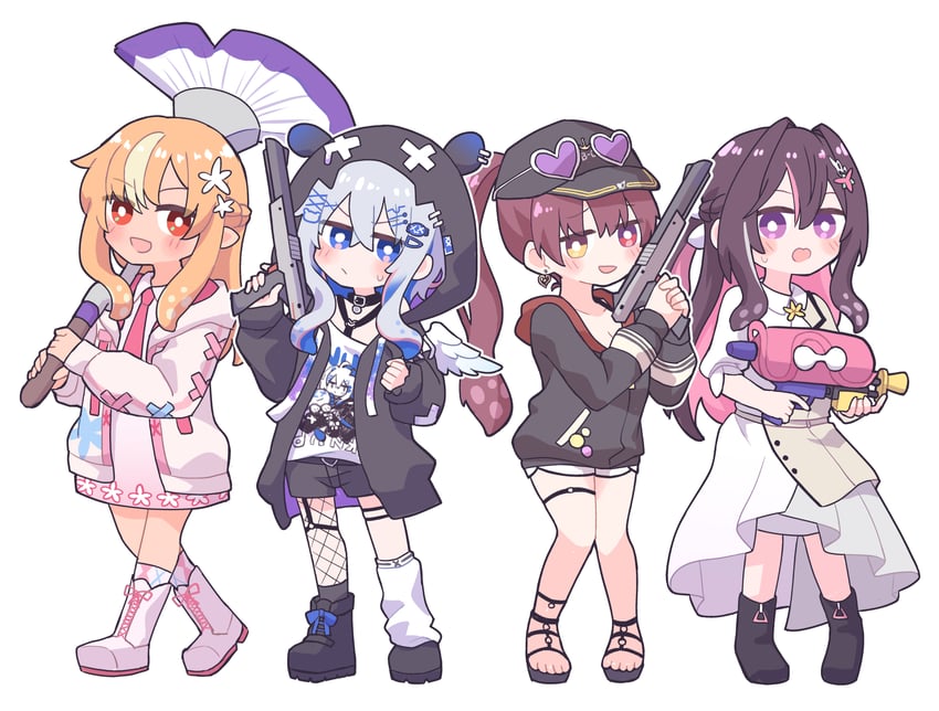 houshou marine, amane kanata, shiranui flare, and azki (hololive and 2 more) drawn by hitsuji_nata