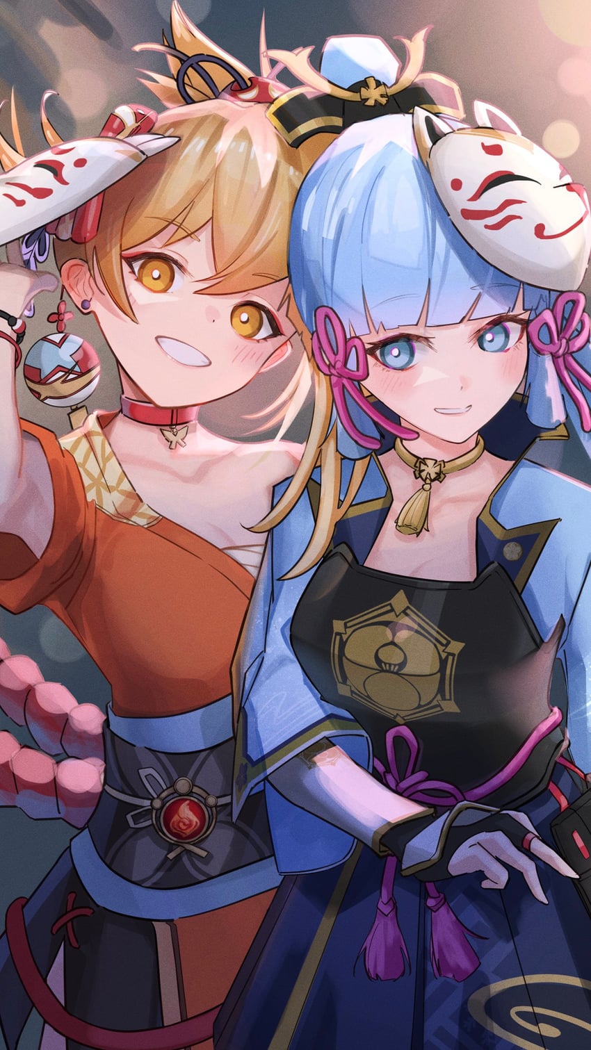 kamisato ayaka and yoimiya (genshin impact) drawn by miyasato_s