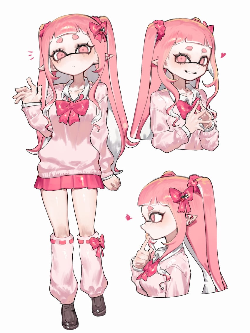 inkling player character and inkling girl (splatoon) drawn by togetoge