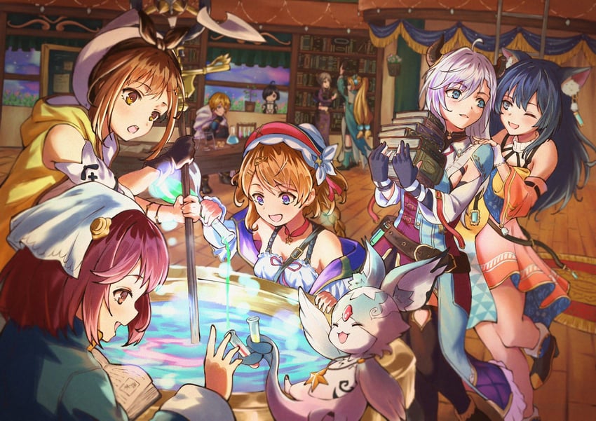 reisalin stout, sophie neuenmuller, yumia liessfeldt, marlone, resna sternenlicht, and 5 more (atelier and 6 more) drawn by gerat0228