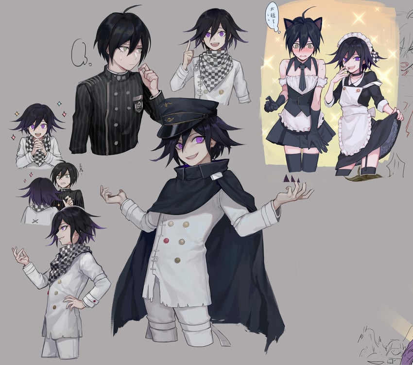 oma kokichi and saihara shuichi (danganronpa and 1 more) drawn by 8c