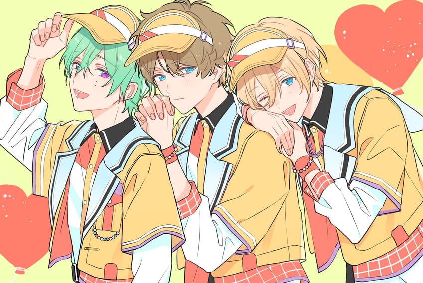 tenshouin eichi, takamine midori, and kazehaya tatsumi (ensemble stars!) drawn by oshi_cutepm