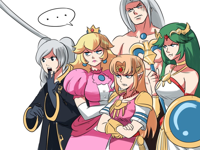 princess zelda, princess peach, sephiroth, female robin, and palutena (fire emblem and 9 more) drawn by tina_fate