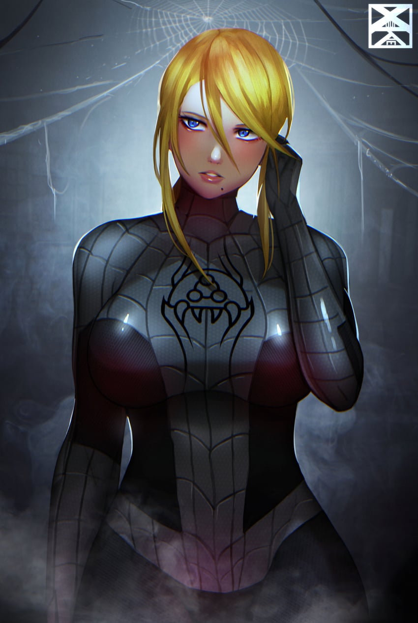 samus aran, spider-man, metroid, and metroid larva (marvel and 2 more) drawn by xuuikie_ashe