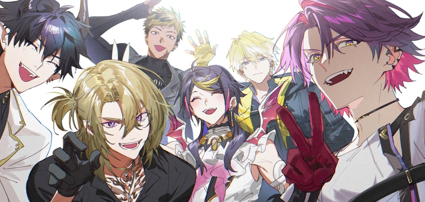luca kaneshiro, shu yamino, sonny brisko, watarai hibari, ren zotto, and 1 more (nijisanji and 1 more) drawn by kaohom503