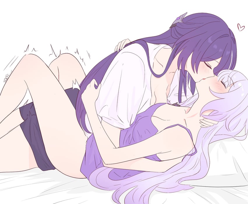 acheron and black swan (honkai and 1 more) drawn by samlatte