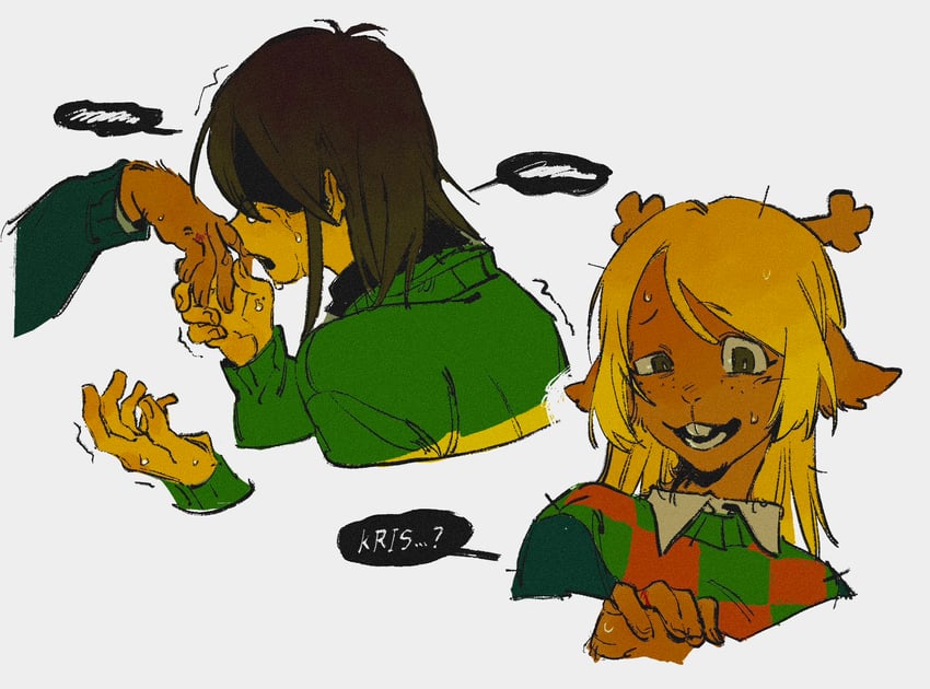 kris and noelle holiday (deltarune) drawn by damo_(chara_tfootc)