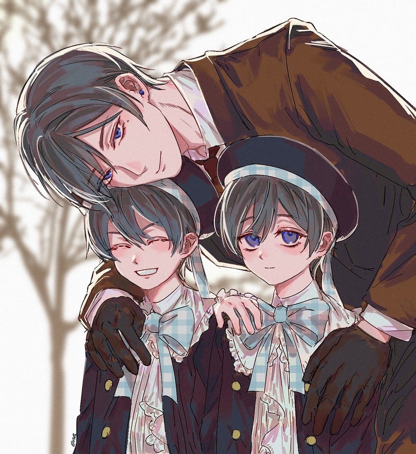 ciel phantomhive, ciel phantomhive's brother, and vincent phantomhive (kuroshitsuji) drawn by ena33333333