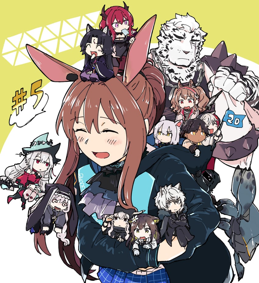 amiya, skadi, surtr, angelina, specter, and 10 more (arknights) drawn by kitano_(terabecause)