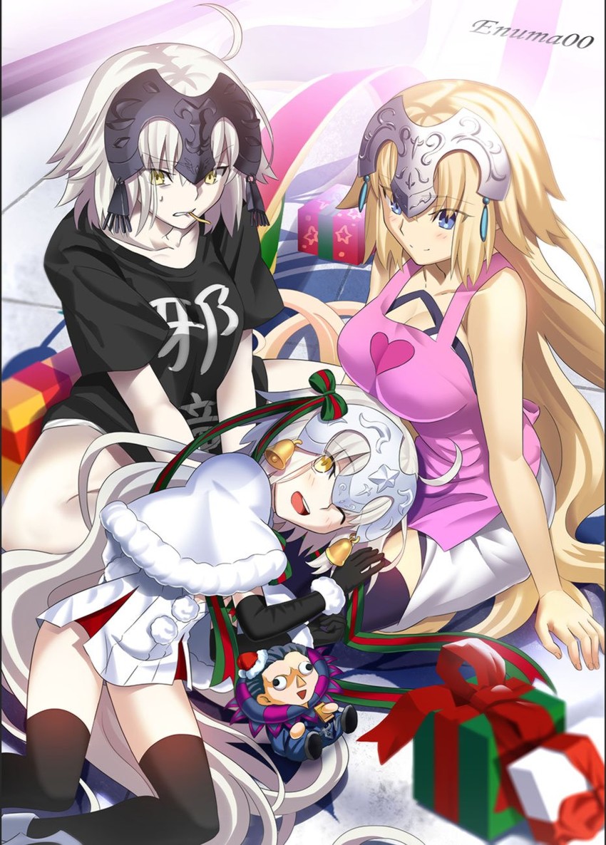 jeanne d'arc alter, jeanne d'arc, jeanne d'arc alter santa lily, and gilles de rais (fate and 2 more) drawn by aora
