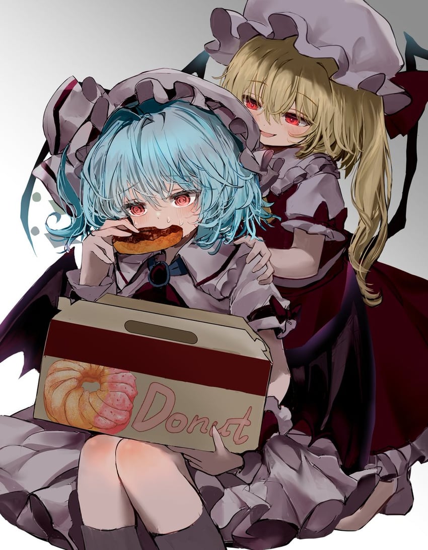 remilia scarlet and flandre scarlet (touhou) drawn by mikan_(manmarumikan)