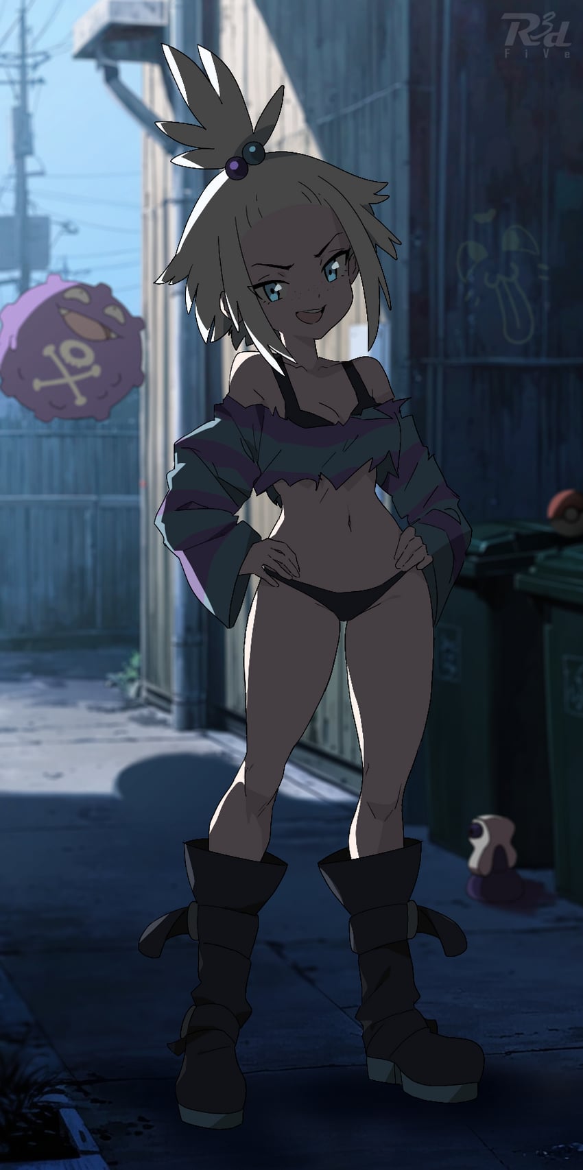 roxie and koffing (pokemon and 1 more) drawn by r3dfive