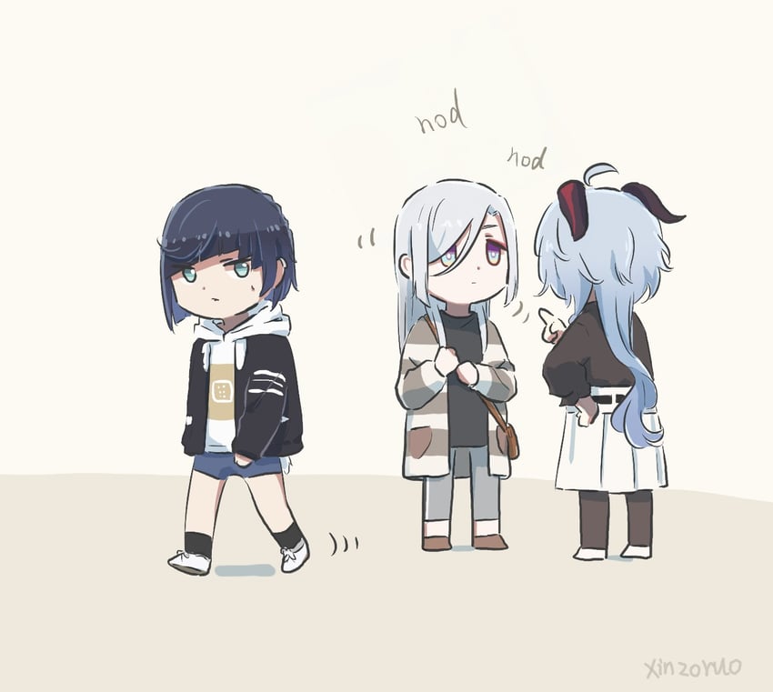 shenhe, yelan, and ganyu (genshin impact) drawn by xinzoruo