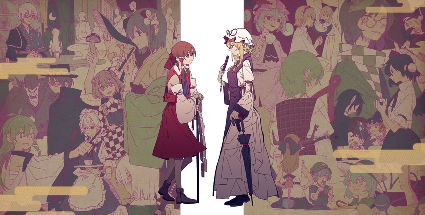 hakurei reimu, kirisame marisa, remilia scarlet, izayoi sakuya, komeiji koishi, and 21 more (touhou) drawn by huang_gua