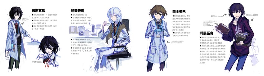 enraku tsubakura, shitodo kuroji, kuzu suzumi, and shitodo hoojiro (len'en) drawn by hongshao_tofu