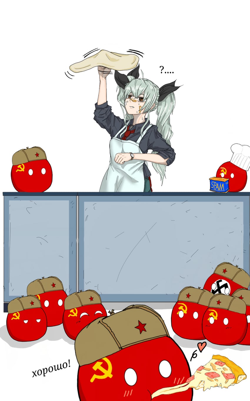 anchovy, naziball, and sovietball (girls und panzer and 1 more) drawn by yellow_chease