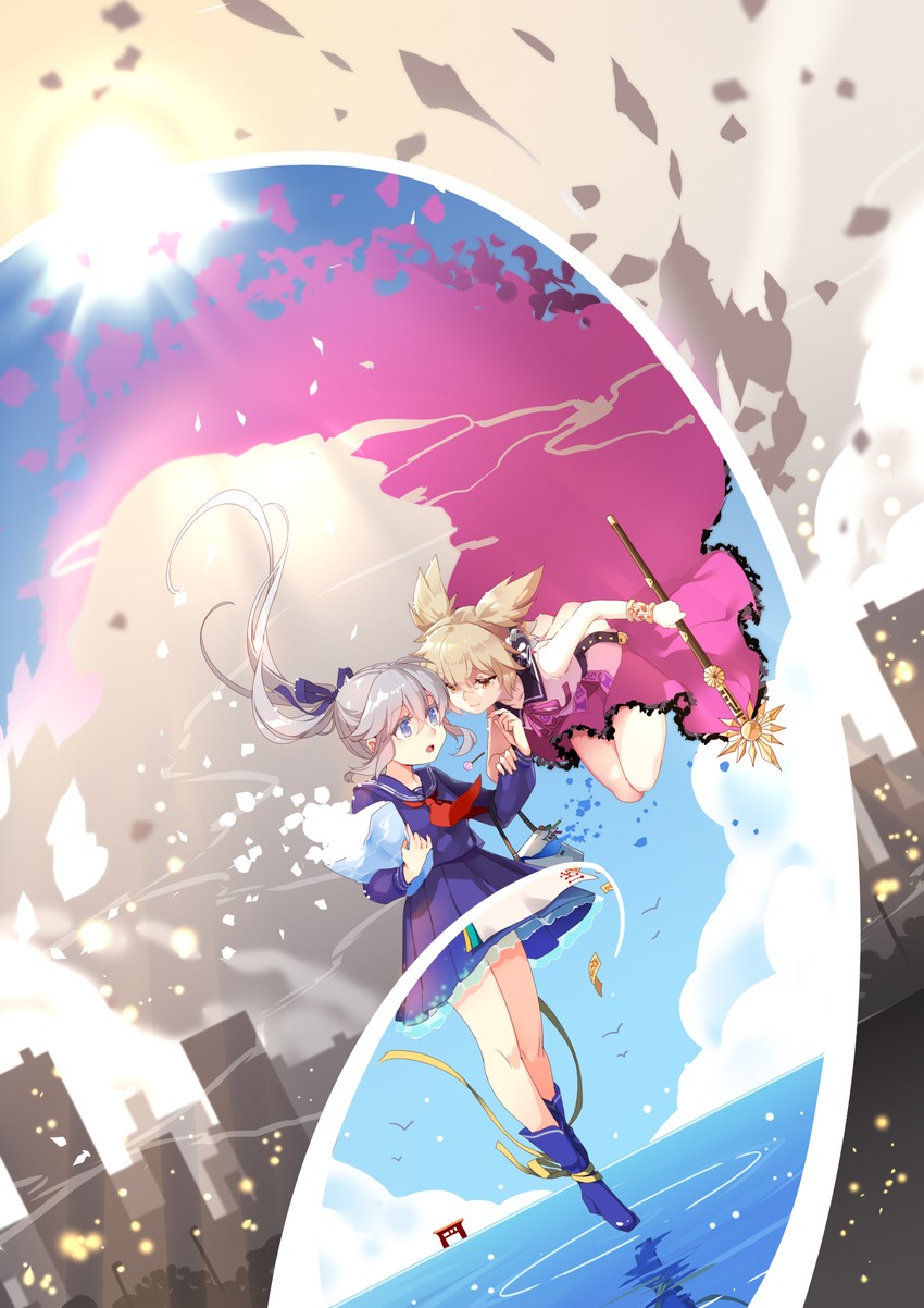toyosatomimi no miko and mononobe no futo (touhou) drawn by yetworldview_kaze