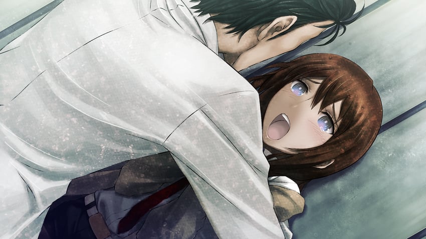 makise kurisu and okabe rintarou (science adventure and 2 more) drawn by huke