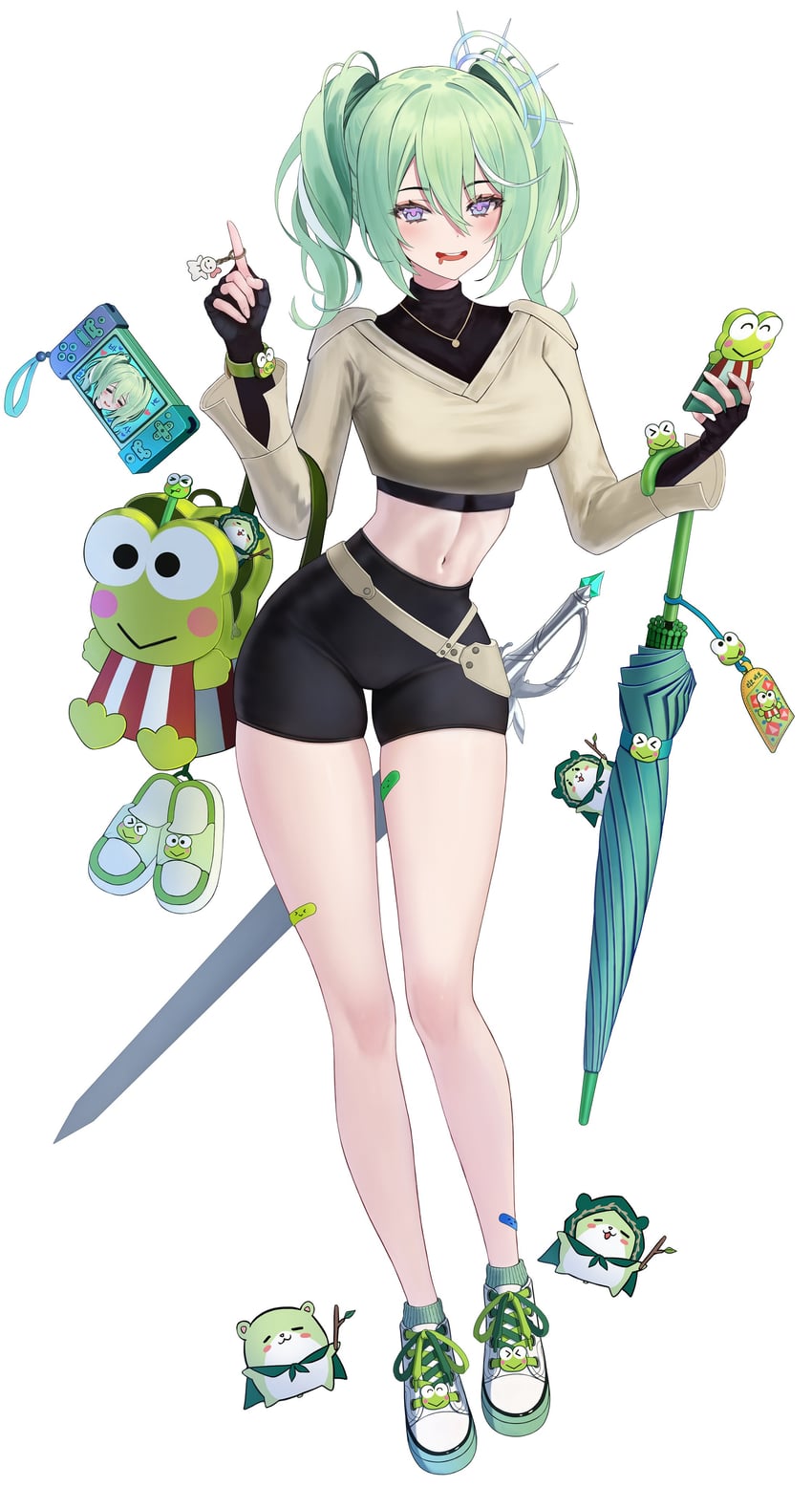 yuzuha riko, hasunoue keroppi, and chico (sanrio and 2 more) drawn by eruthu