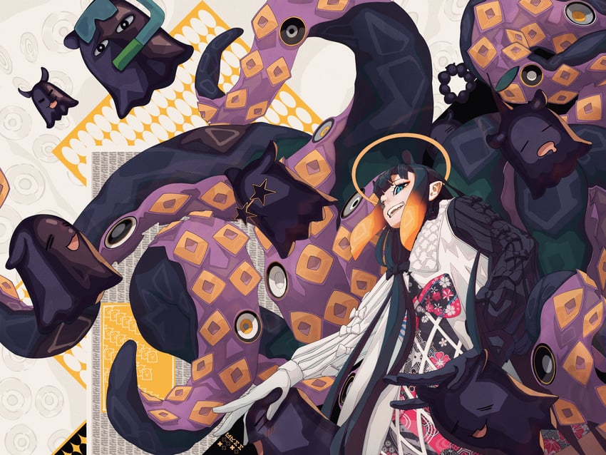 ninomae ina'nis and takodachi (hololive and 1 more) drawn by grmm