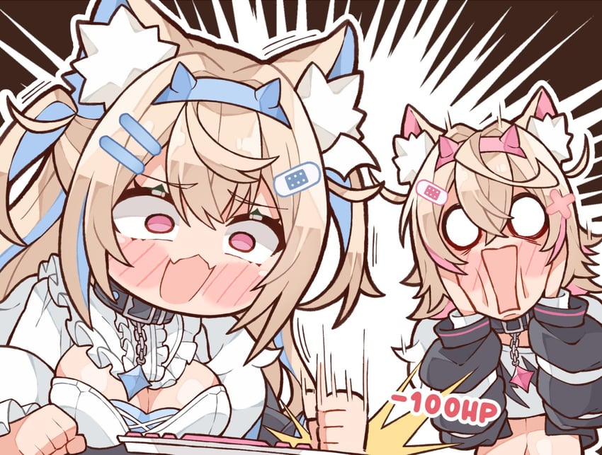fuwawa abyssgard and mococo abyssgard (hololive and 1 more) drawn by kukie-nyan