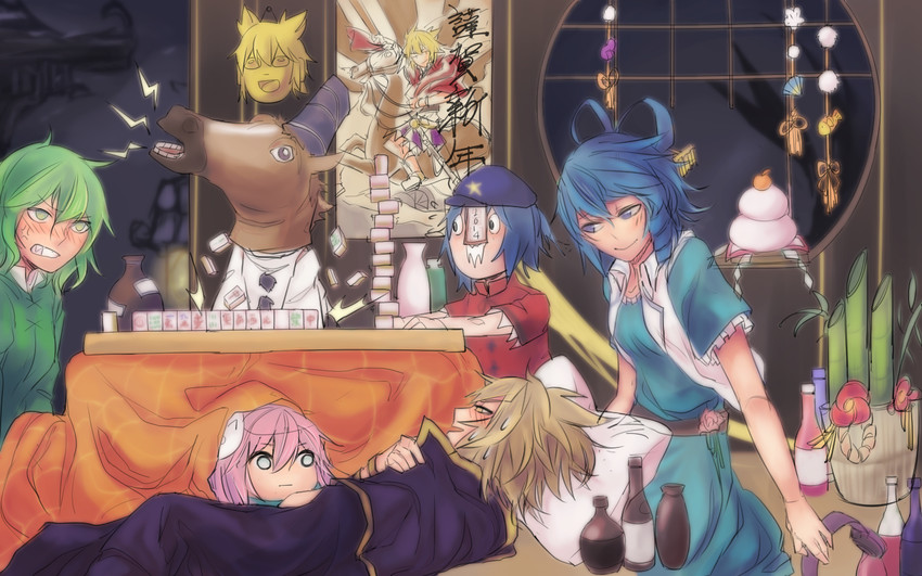 toyosatomimi no miko, mononobe no futo, kaku seiga, hata no kokoro, miyako yoshika, and 1 more (touhou and 1 more) drawn by vento