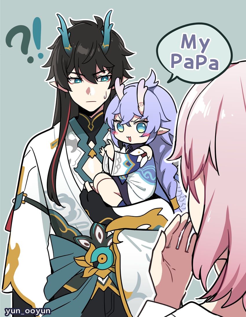march 7th, dan heng, and bailu (honkai and 1 more) drawn by ooyun