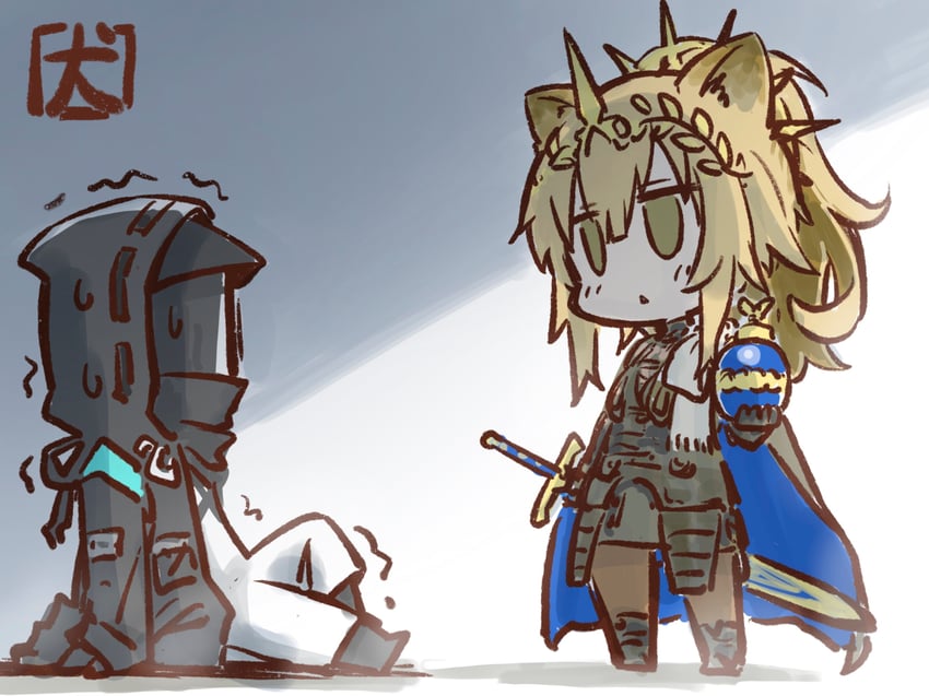 artoria pendragon, saber, doctor, siege, kawasumi ayako, and 1 more (arknights) drawn by akanotanin13