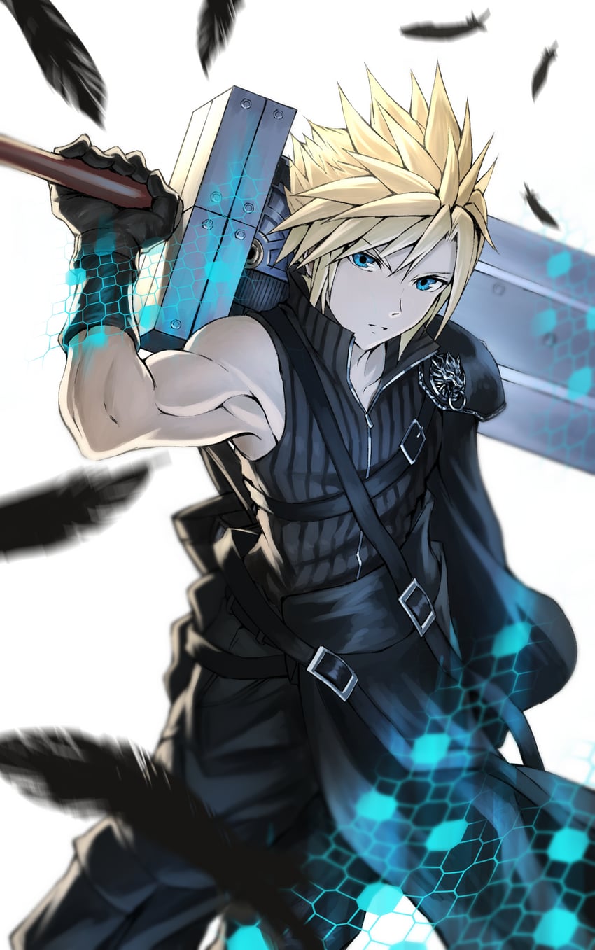 cloud strife and fenrir (final fantasy and 2 more) drawn by zupakyo